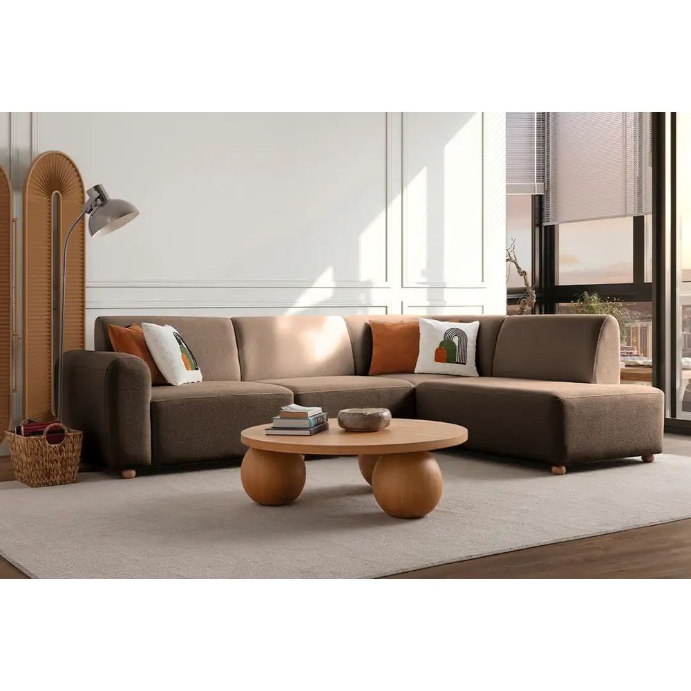 Ugaona Sofa S-Loft Right - boja: smeđa slika 1