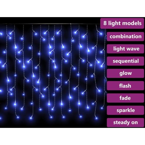 LED zavjesa u obliku siga 10 m 400 LED plava 8 funkcija slika 10