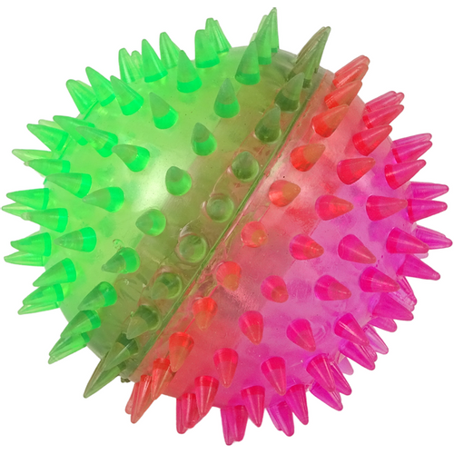 Loptica sa šiljcima 8,5cm sa svjetlom rozo - zelena slika 1