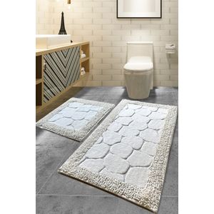 Stone - Ecru Multicolor Bathmat Set (2 Pieces)