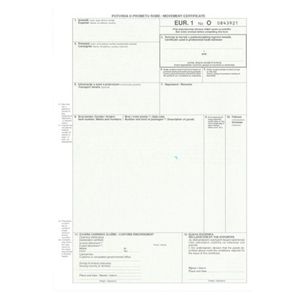 XIII-31 POTVRDA O PROMETU ROBE/MOVEMENT CERTIFICATE/EUR 1; Komplet 3 lista (1+2), 21 x 29,7 cm