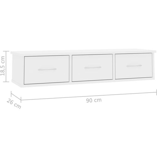 Zidna polica s ladicama sjajna bijela 88x26x18,5 cm od iverice slika 7