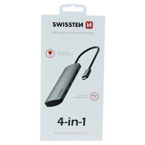 TIP C HUB 4 in 1 aluminijum sivi, SWISSTEN slika 1