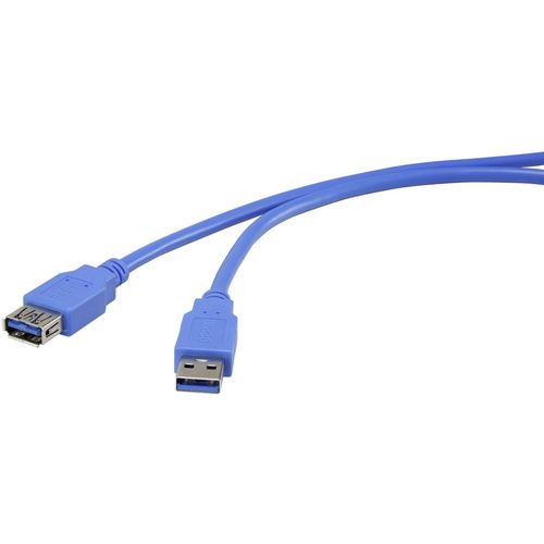 Renkforce USB kabel USB 3.2 gen. 1 (USB 3.0) USB-A utikač, USB-A utičnica 1.00 m plava boja pozlaćeni kontakti RF-4262124 slika 1