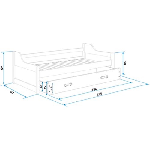 Drveni dječji krevet Dawid s dodatnim krevetom - 190*80 - grafit-bijeli slika 3