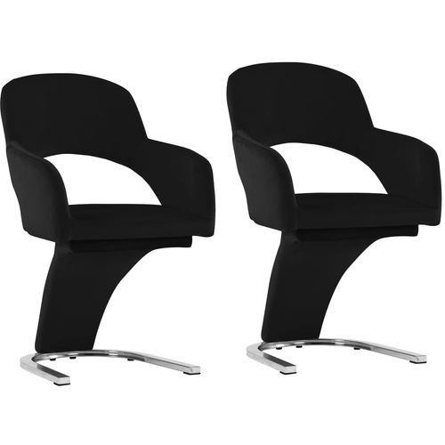 Blagovaonske stolice 2 kom crne baršunaste slika 1