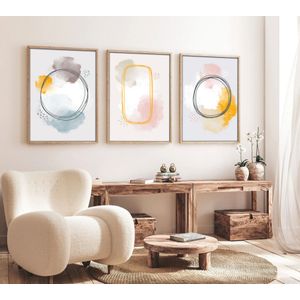 Huhu125 - 30 x 40 Multicolor Decorative Framed MDF Painting (3 Pieces)