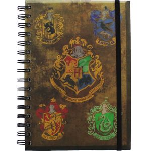 PYRAMID HARRY POTTER HOGWARST CREST & FOUR HOUSES A5 NOTEBOOK