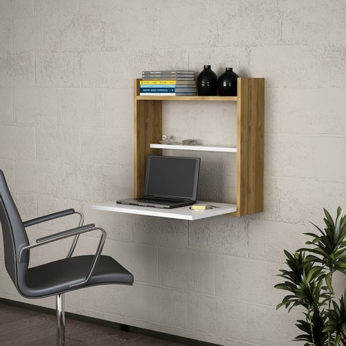 Woody Fashion Radni stol, Bijela boja Orah, Laptop - White, Walnut slika 2