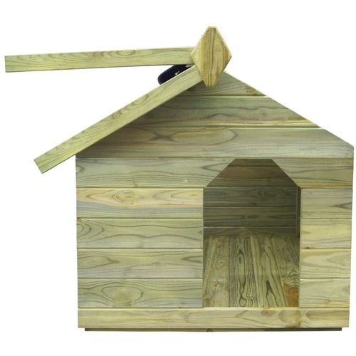 Vrtna kućica za pse od impregnirane borovine s pomičnim krovom slika 3