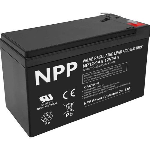 NPP NP12V-9Ah-T1, AGM BATTERY, C20=9AH, T1, 151x65x94x100, 2,5KG, BLACK slika 3