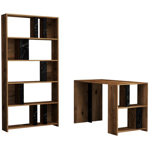 Lima - Walnut, Black Marble Walnut
Black Study Desk & Bookshelf slika 2