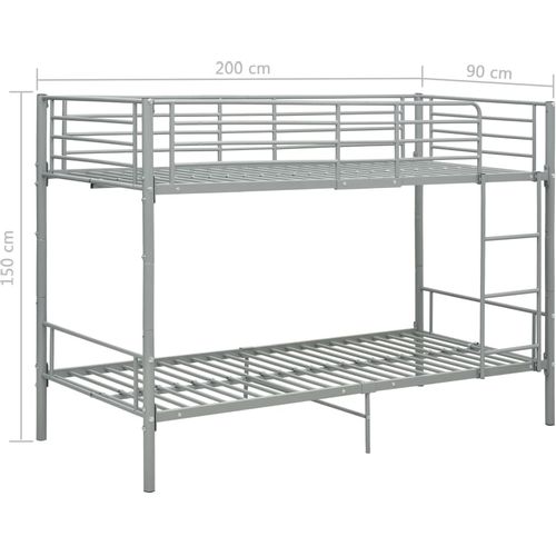 Krevet na kat sivi metalni 90 x 200 cm slika 7