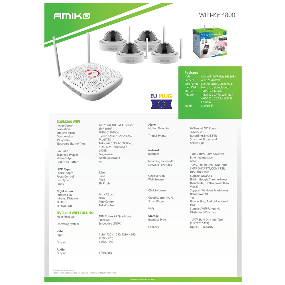 Amiko Home Set za video nadzor, 9ch, 2.0 Mpixel, WiFi - CCTV KIT 4800 slika 5