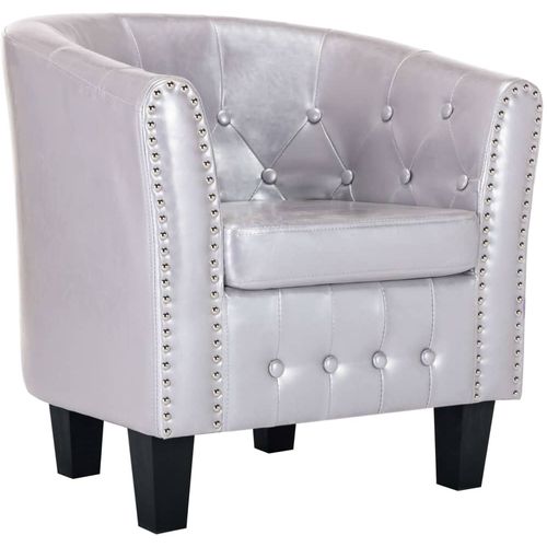 Fotelja od umjetne kože sjajna srebrna slika 10