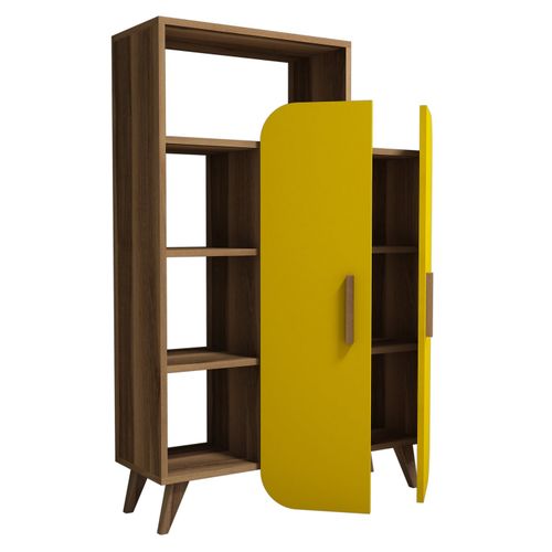 Woody Fashion Polica za knjige, Form - Walnut, Yellow slika 4