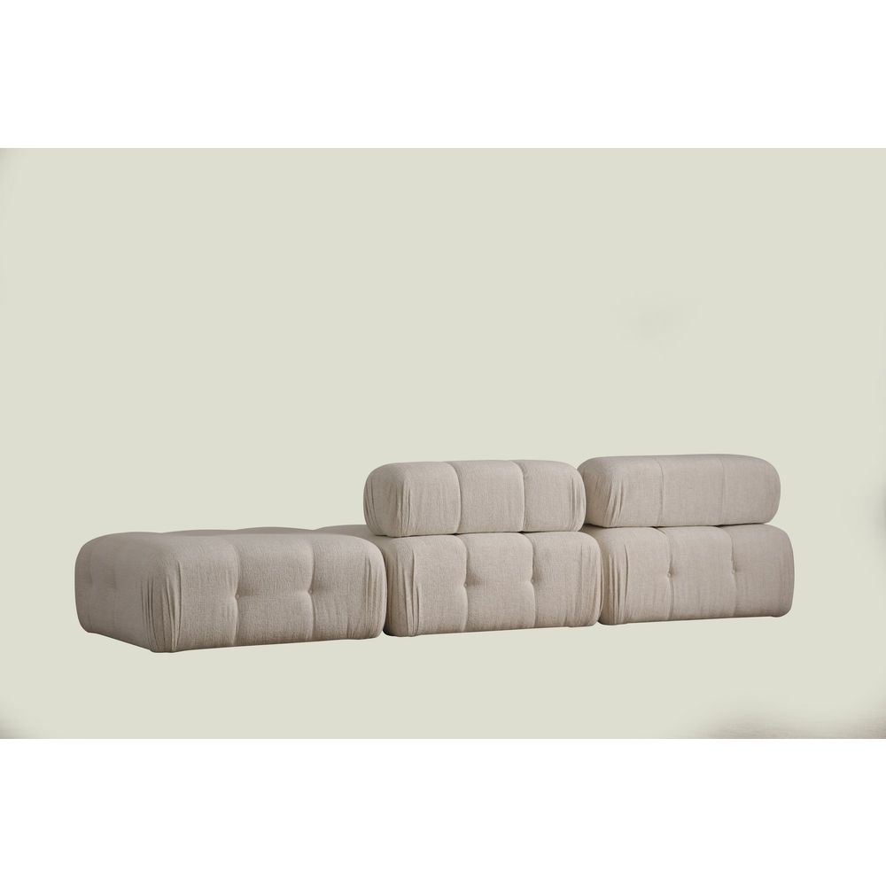 Doblo 3 Sjedala (L1-O1-Pouffe) Krem Bouclette 3-Sjedalni Sofe slika 3