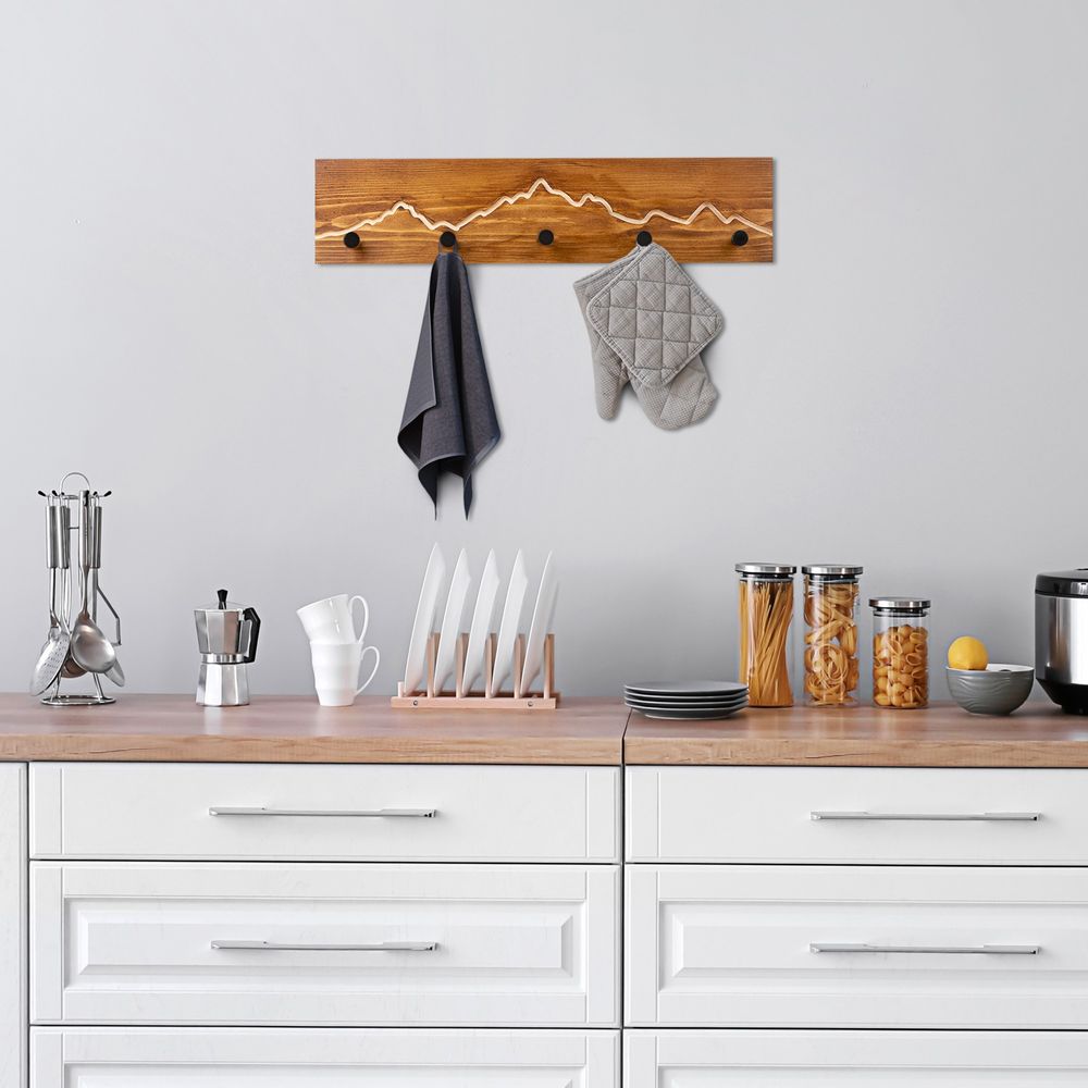Wooden wall hook Mountain 2, colours: walnut, natural slika 2