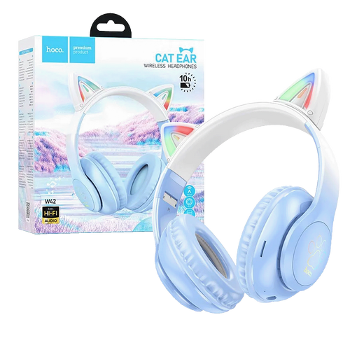 hoco. Slušalice bežične sa mikrofonom, Bluetooth - W42 Cat Ears, Crystal Blue slika 1