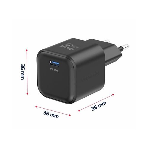 SWISSTEN punjač za AC220, GaN, 20W, 1xUSB-C, 3A, crni + USB-C kabel slika 4