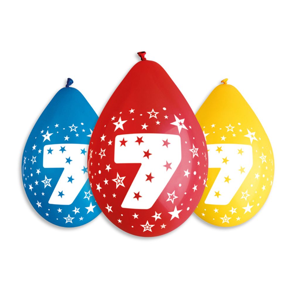 GS110-7W Balon broj 7 Mix boja 30cm, 5kom slika 1