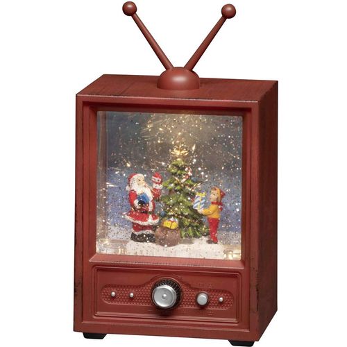 Konstsmide 4372-000 LED krajolik TV s djedom božićnjakom i djetetom    toplo bijela LED šarena boja mogućnost odabira napajanja, prekrivena snijegom, ispunjena vodom, s božićnim pjesmama slika 1