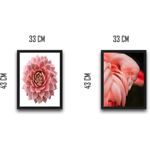 Wallity Uokvirena slika (2 komada), Pink Flamingo Flower Set slika 3