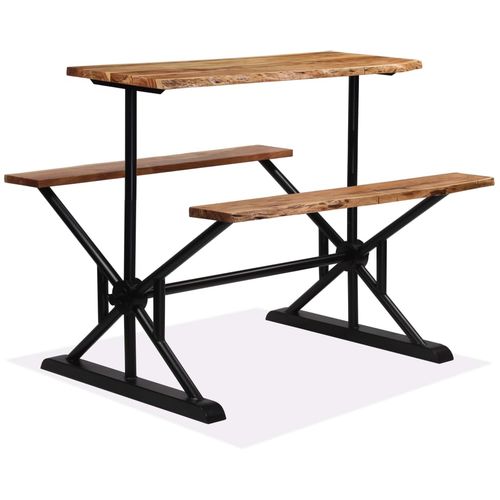 Barski stol s klupama od masivnog bagremovog drva 120x50x107 cm slika 8