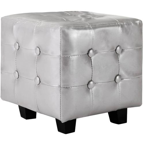 Fotelja od umjetne kože s osloncem za noge srebrna slika 44