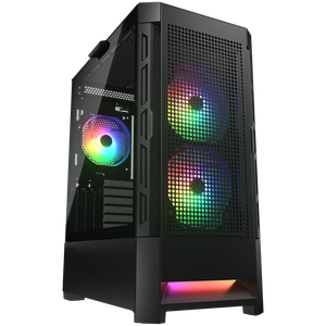 COUGAR Airface RGB Crno Kućište | Mid Tower PC Kućište s Mrežastom Prednjom Pločom i ARGB Ventilatorima