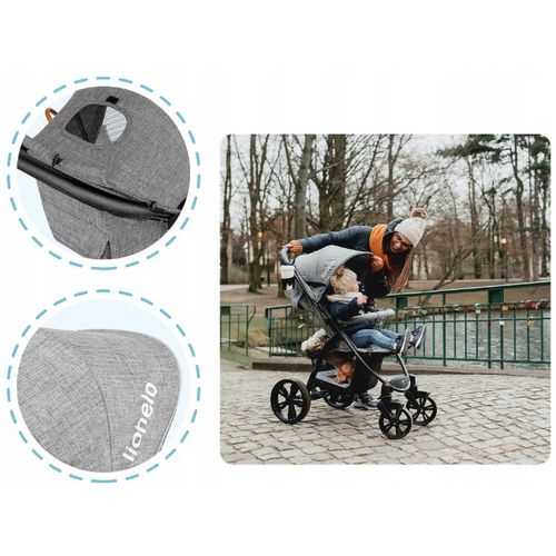 Lionelo dječja kolica ANNET PLUS siva + zaštita za noge, od komaraca slika 3