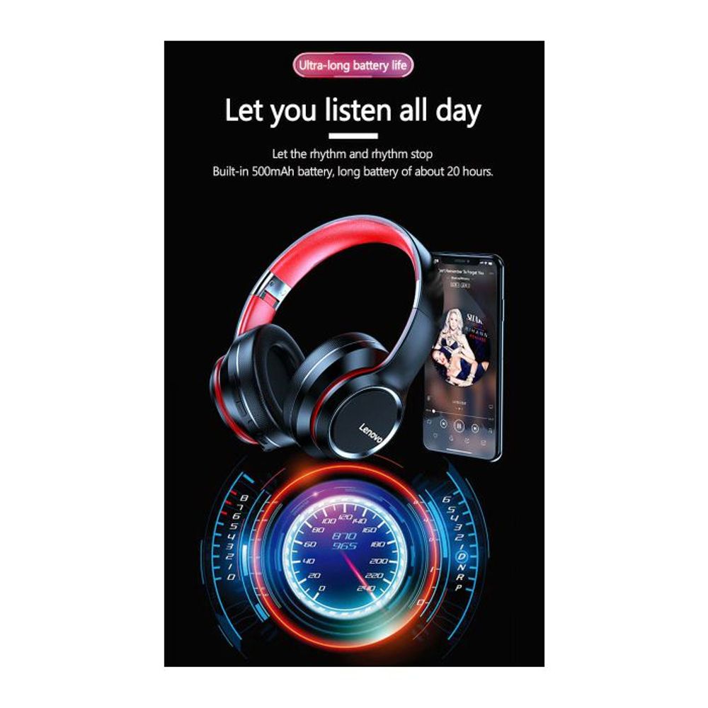 LENOVO SLUŠALICE BLUETOOTH HD200 crno-crvene slika 2