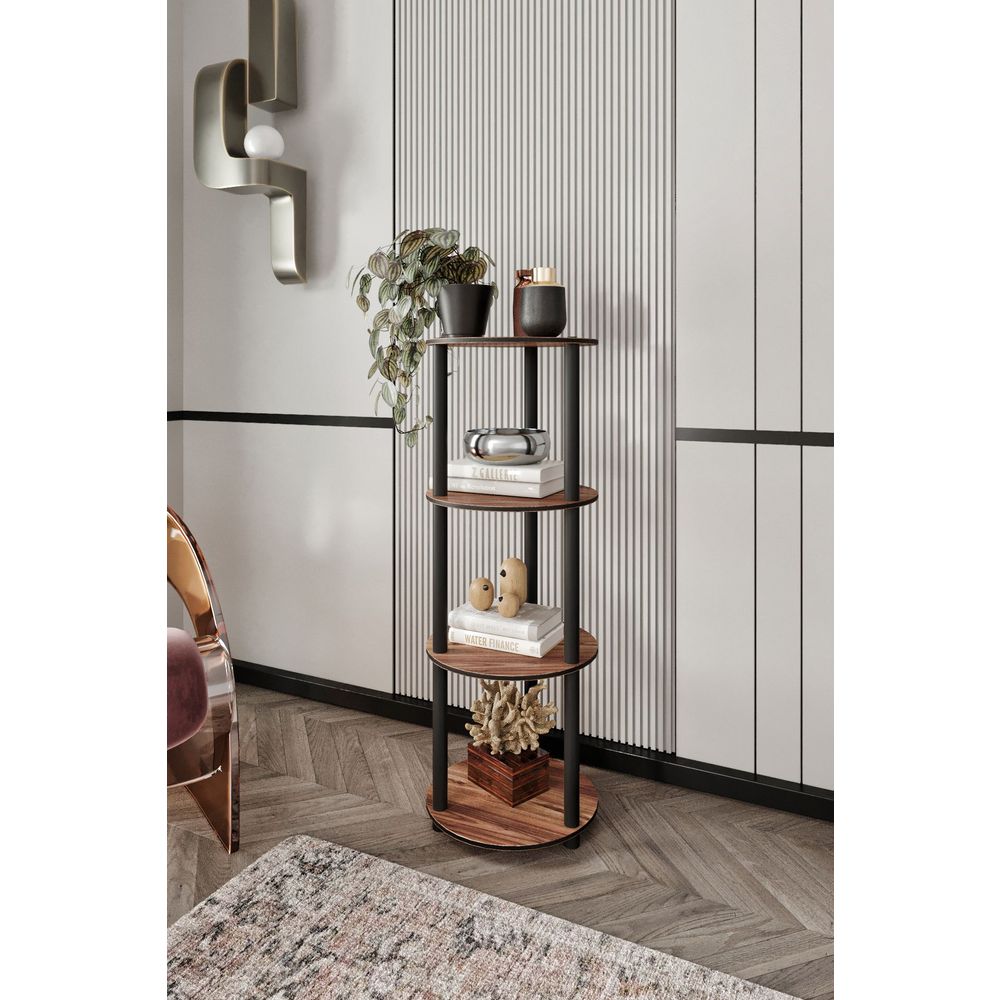  Bookshelf Bookcase 4 Layer Round, colour Walnut slika 1