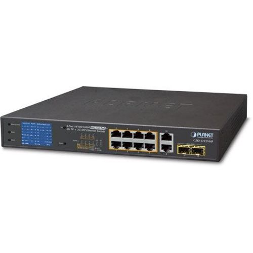 Planet 8-Port 1GbE RJ45 802.3at PoE 2 Port 1GbE RJ45 2-Port 1G SFP Switch with LCD Monitor slika 1