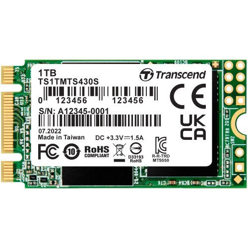 Transcend TS1TMTS430S 1TB, M.2 2242 SSD, SATA3 B+M Key, TLC slika 1