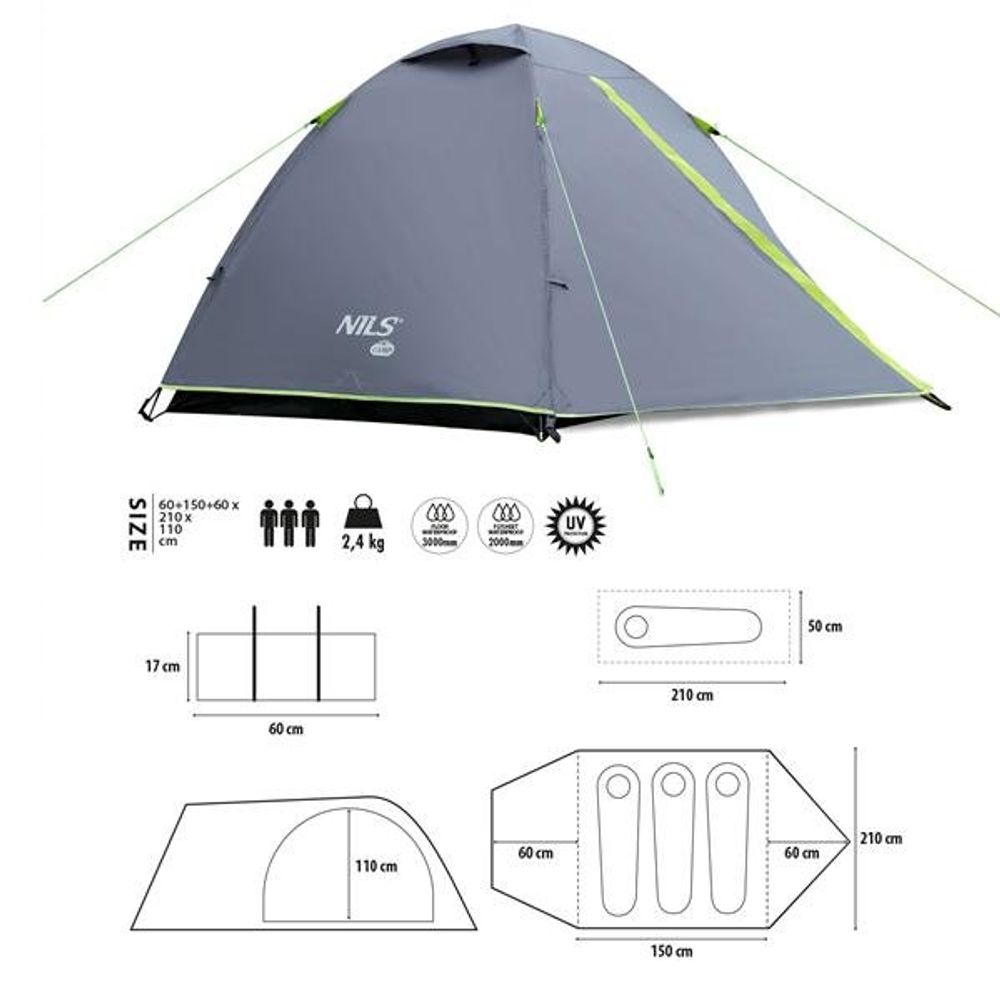 Nc6004 šator za kampiranje tamno sivi explorer nils camp slika 6