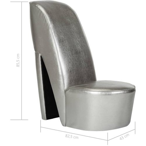 Stolica u obliku visoke pete od umjetne kože srebrna slika 7
