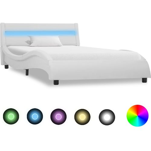 Okvir za krevet od umjetne kože LED bijeli 100 x 200 cm slika 10