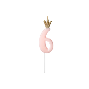 SCU6-6 Svjećica za tortu 6 Pink 9,5cm