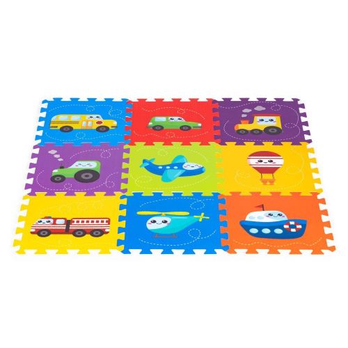 Ecotoys Podloga Za Igru Puzzle Vehicles 9 Elemenata 86X86cm Iplay slika 3