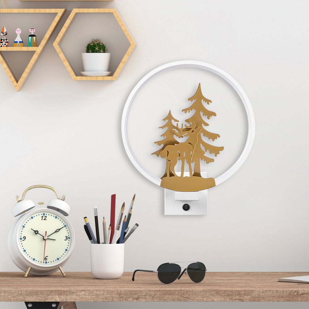 Zidna lampa XMAS32 u bijeloj boji sa zlatnim detaljima slika 4