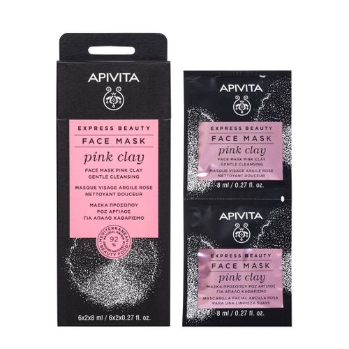 Apivita Express beauty maska za lice s ružičastom glinom za nježno čišćenje, 2x8 ml slika 1