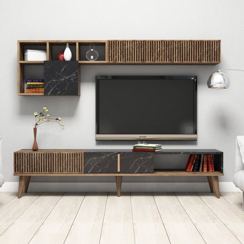 Woody Fashion TV jedinica, Milan - Walnut, Black slika 1