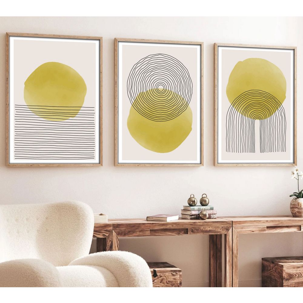 Huhu144 - Dekorativno Slikarstvo u Okviru od MDF-a 50 x 70 Multicolor (Set od 3 Komada) slika 1