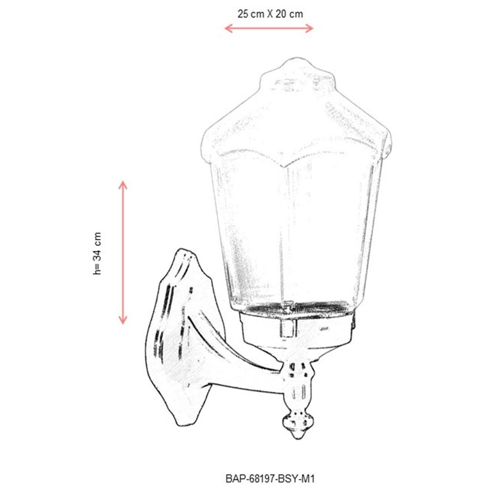 BAP-68197-BSY-M1 Crna Spoljna Zidna Lampa slika 3
