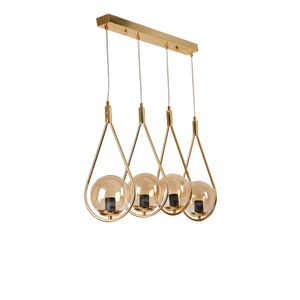 Damla 4 Lü Sıralı Gold Bal Camlı Sarkıt Gold Chandelier