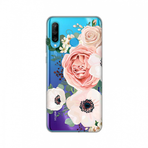 Torbica Silikonska Print Skin za Huawei P30 Lite Luxury Pink Flowers