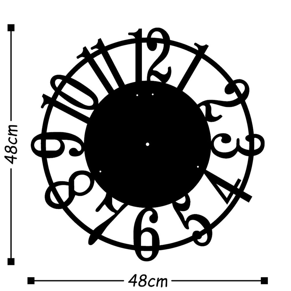 Dekorativni Metalni Zidni Sat - Crni, 48x48 cm slika 3