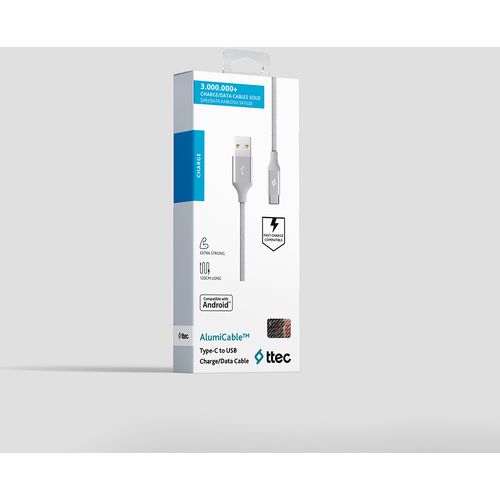 Ttec Kabel - USB-C to USB (1,20m) - Silver - Alumi Cable slika 3