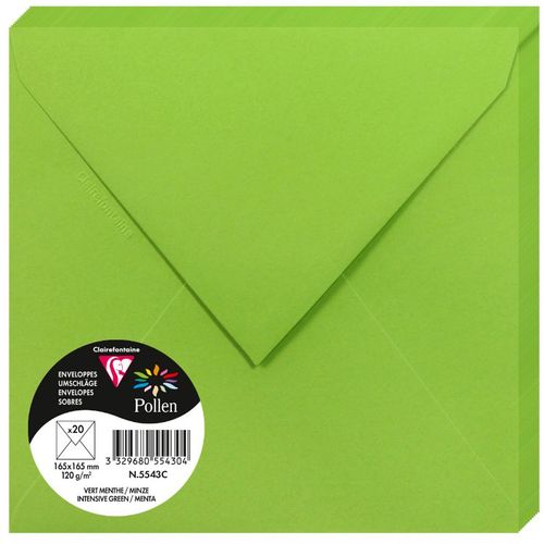 Clairefontaine kuverte Pollen 165x165mm 120gr intensive green 1/20 slika 1